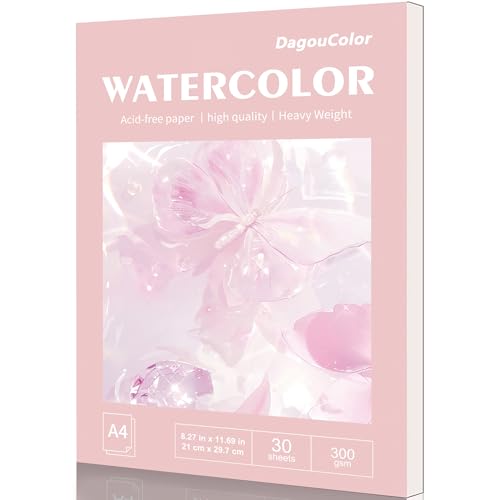 DagouColor A4 30 Blätter Aquarell Papier Pad für säurefreie Kunst Zeichnungspapier für Künstler, Holz Zellstoff glatter Kleber gebunden, 300gsm, 21CM X 29.7CM DagouColor A4 30 Blätter Aquarell Papier Pad für säurefreie Kunst Zeichnungspapier für Künstler, Holz Zellstoff glatter Kleber gebunden, 300gsm, 21CM X 29.7CM von DagouColor