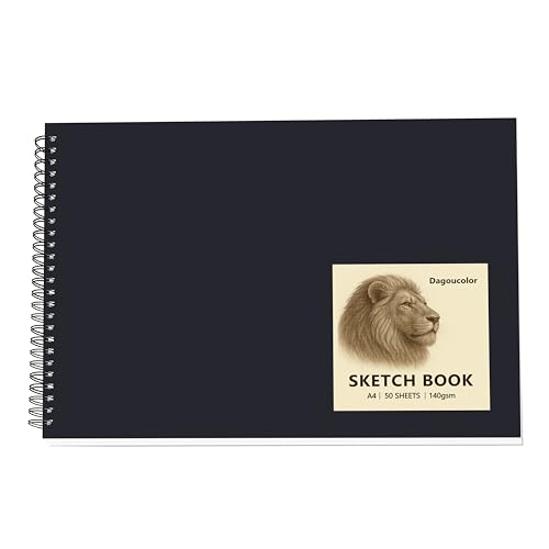 DagouColor Spirale Skizzenbuch, 1 Pack, 50 Blatt, A4 Säurefreies Zeichenpapier, 140GSM Skizzenpad für Anfänger Künstler Erwachsene Kinder von DagouColor