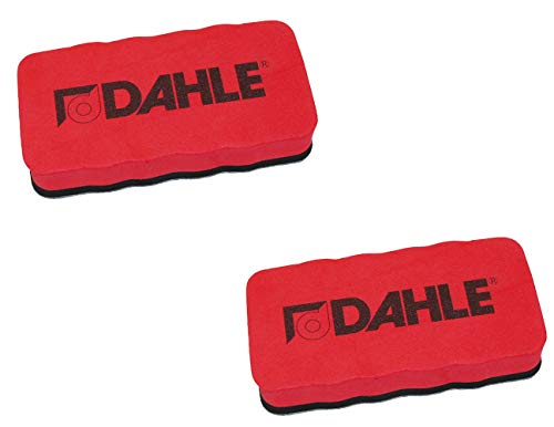 Dahle Whiteboard Schwamm (Magnetischer Wischer für Trockenreinigung auf vielen Oberflächen) (2er Pack/Rot) von Dahle