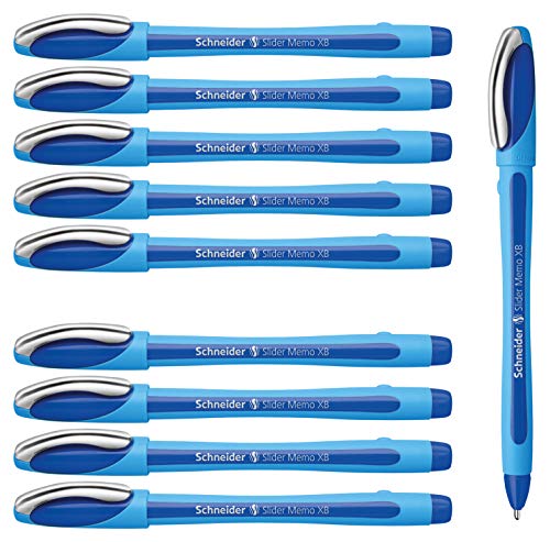 Schneider Schreibgeräte Kugelschreiber Slider Memo XB, Kappenmodell, blau (10x blau) von Dahle