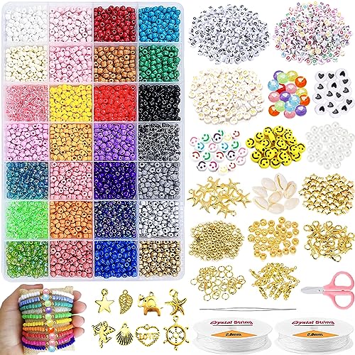 28 Farben 4mm Rocailles Perlen, 4701Pcs Perlen zum Auffädeln, Perlen Set,Glasperlen zum Auffädeln,Perlen für Armbänder Ketten Ringe Handykette Schmuckherstellung,Perlenset mit Buchstaben Perlen 28 Farben 4mm Rocailles Perlen, 4701Pcs Perlen zum Auffädeln, Perlen Set,Glasperlen zum Auffädeln,Perlen für Armbänder Ketten Ringe Handykette Schmuckherstellung,Perlenset mit Buchstaben Perlen von Dahudtin