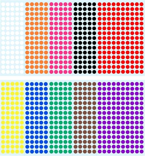 Klebepunkte Runde Punktaufkleber Etiketten Markierungspunkte, Bunte Selbstklebende Klebepunkte Aufkleber, 1500 Stück, 10mm, 10 Farben Klebepunkte Runde Punktaufkleber Etiketten Markierungspunkte, Bunte Selbstklebende Klebepunkte Aufkleber, 1500 Stück, 10mm, 10 Farben von DaiUni