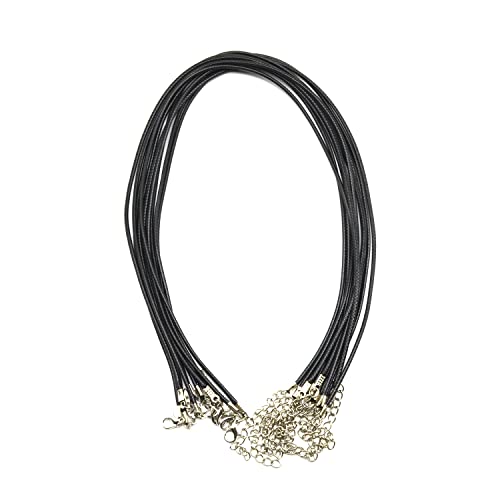 Wachs-Kordel für Halsketten aus Kunstleder Halskette Karabiner aus geflochtenem Seil DIY Halskette Anhänger Zubehör Schnur Unisex,10 Stück,schwarz von DaiUni