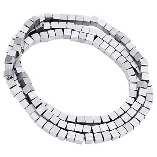 dailymall 1 Strang/Ca. 92pcs Bunte Stein Perlen 3mm Quadrat Hämatit Lose Perlen - Silber-, 3mm von Daily Mall