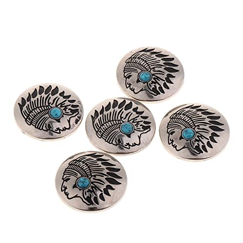 dailymall 5er/Set Western Concho Knöpfe 30mm Blumen Concha Nieten Zum Schrauben - Blau von Daily Mall