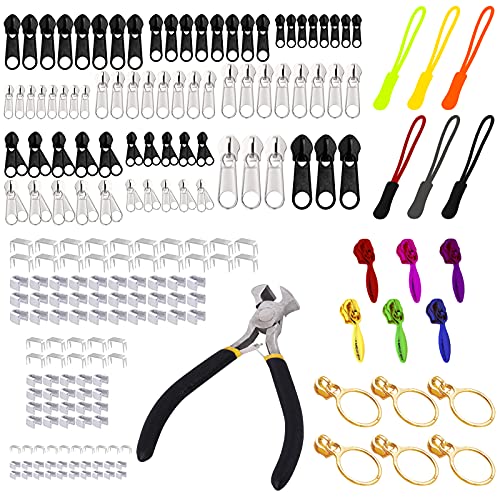 Daily Treasures 203 Stk Reißverschluss Reparatur Set Metall, 86 Stk Ersatz Reißverschluss Set + 1 Zange + 110 Stopper + 6 Reißverschlussverlängerung, Zipper Set Reißverschluss für Kleidung Jacken Hose Daily Treasures 203 Stk Reißverschluss Reparatur Set Metall, 86 Stk Ersatz Reißverschluss Set + 1 Zange + 110 Stopper + 6 Reißverschlussverlängerung, Zipper Set Reißverschluss für Kleidung Jacken Hose von Daily Treasures