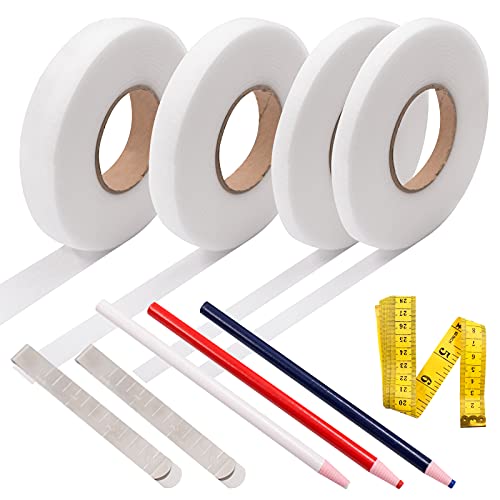 Daily Treasures 4Rolle Saumband Bügelband, 70 Yards Weiß Fusing Tape 10mm/15mm/20mm Breite, Bügelband Gardinen mit 3 Nähstoffstifte 2 Metallklammern 1Körpermaßband für Hose Kleidung Gardinen Vorhänge Daily Treasures 4Rolle Saumband Bügelband, 70 Yards Weiß Fusing Tape 10mm/15mm/20mm Breite, Bügelband Gardinen mit 3 Nähstoffstifte 2 Metallklammern 1Körpermaßband für Hose Kleidung Gardinen Vorhänge von Daily Treasures