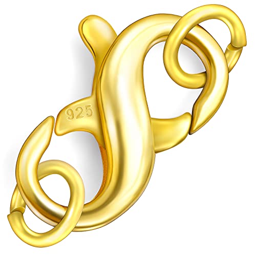 Dailyacc Doppelter Karabinerverschluss aus 925er Sterlingsilber und Gold für Halskette, Armband, Verschlüsse und Verschlüsse für DIY-Schmuck von Dailyacc