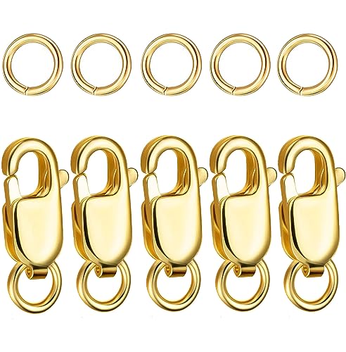 Dailyacc Karabinerverschlüsse für Schmuckherstellung, Gold und Silber, mit Biegeringen, sichere Verschlüsse für Halsketten, Armbänder, Bastelarbeiten Dailyacc Karabinerverschlüsse für Schmuckherstellung, Gold und Silber, mit Biegeringen, sichere Verschlüsse für Halsketten, Armbänder, Bastelarbeiten von Dailyacc