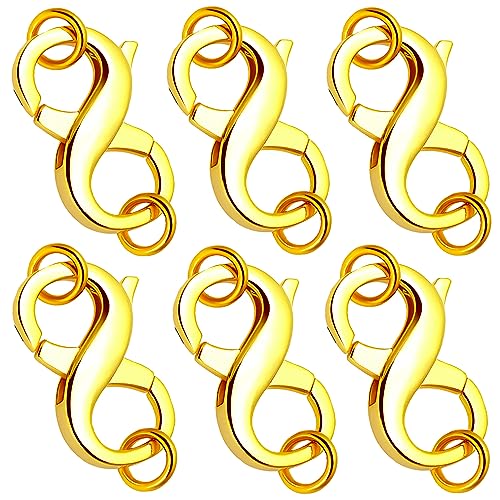 Dailyacc Karabinerverschluss mit doppelter Öffnung, 316 Edelstahl, Silber und Gold, für Halsketten, Armbänder, Verlängerungen und Verschlüsse für DIY-Schmuck (Gold, 6 Stück, 12 mm × 6 mm) von Dailyacc