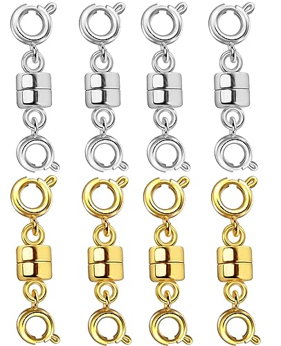 Dailyacc Magnetische Halskettenverschlüsse und Verschlüsse, doppelt offene Armbandverlängerung für Schmuckkonverter, Verschluss (14 Karat Gold, Silber) von Dailyacc