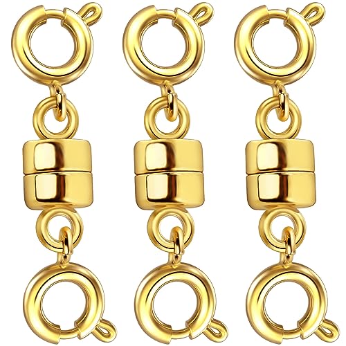Dailyacc Magnetische Halskettenverschlüsse und Verschlüsse, doppelt offene Armbandverlängerung für Schmuckkonverter, Verschluss (14 Karat Gold, Silber) von Dailyacc