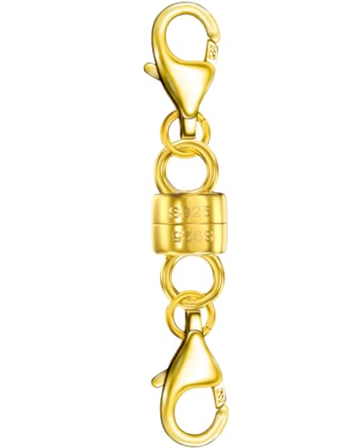 Dailyacc Magnetischer Verschluss aus 925er Sterlingsilber mit Doulbe Karabinerverschluss aus Sterlingsilber mit 14 Karat Gold Schmuckkonverter für Armbänder und Ketten von Dailyacc
