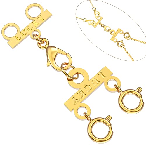 Dailyacc Mehrstrangige Glücks-Halskette aus 18 Karat Gold und Silber mit Karabinerverschluss von Dailyacc