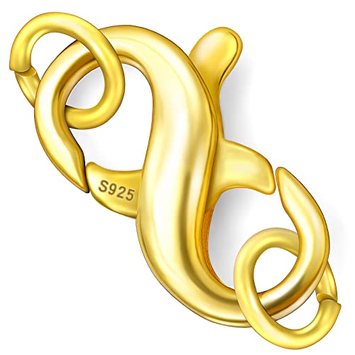 Dailyacc S925 Doppelter Karabinerverschluss, Sterlingsilber und Gold, Verlängerungsverschluss für DIY-Schmuck von Dailyacc