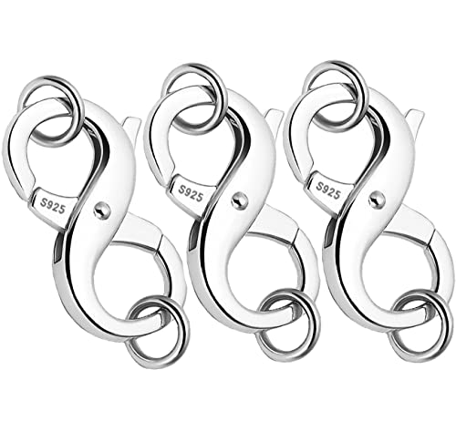 Dailyacc S925 Doppelter Karabinerverschluss aus Sterlingsilber und Gold für Halskette, Armband, Verschlüsse und Verschlüsse für DIY-Schmuck von Dailyacc