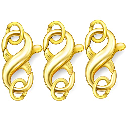 Dailyacc S925 Doppelter Karabinerverschluss aus Sterlingsilber und Gold für Halskette, Armband, Verschlüsse und Verschlüsse für DIY-Schmuck von Dailyacc