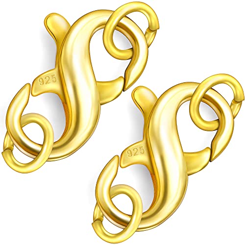 Dailyacc S925 Doppelter Karabinerverschluss aus Sterlingsilber und Gold für Halskette, Armband, Verschlüsse und Verschlüsse für DIY-Schmuck von Dailyacc