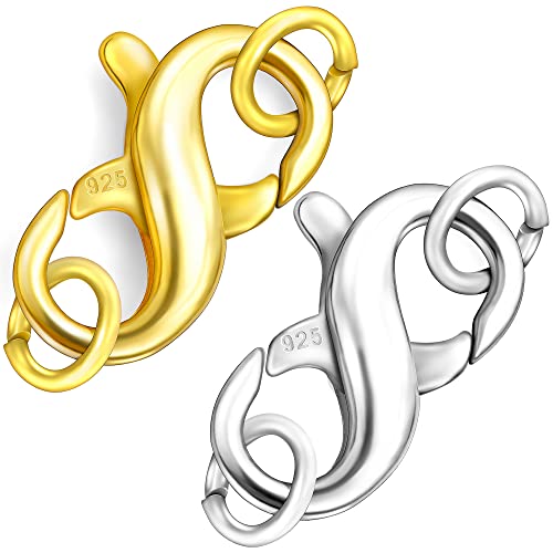 Dailyacc S925 Doppelter Karabinerverschluss für Halskette und Armband, aus Sterlingsilber und Gold, Verschlüsse und Verschlüsse für DIY-Schmuck von Dailyacc
