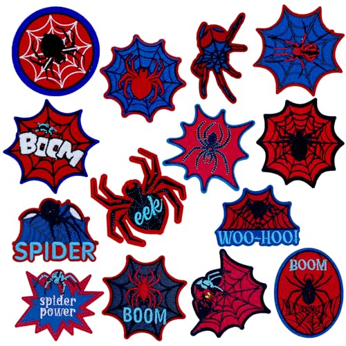 14 x Heldenspinnen-Aufnäher zum Aufbügeln, bestickt, Spinnennetz-Buchstaben, zum Aufnähen oder Aufbügeln für Kleidung, Hüte, Rucksäcke, Jacken, Accessoires (Spider) von Dailyyart