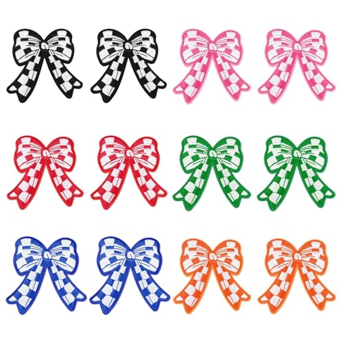 Dailyyart 12 x bunte Schleifen-Aufnäher zum Aufbügeln für Kleidung, Stickerei, heißschmelzend, selbstklebend, zum Aufnähen, dekorative Flicken zum Selbermachen, Nähen (12 Stück, Mix 6 Farben A) Dailyyart 12 x bunte Schleifen-Aufnäher zum Aufbügeln für Kleidung, Stickerei, heißschmelzend, selbstklebend, zum Aufnähen, dekorative Flicken zum Selbermachen, Nähen (12 Stück, Mix 6 Farben A) von Dailyyart