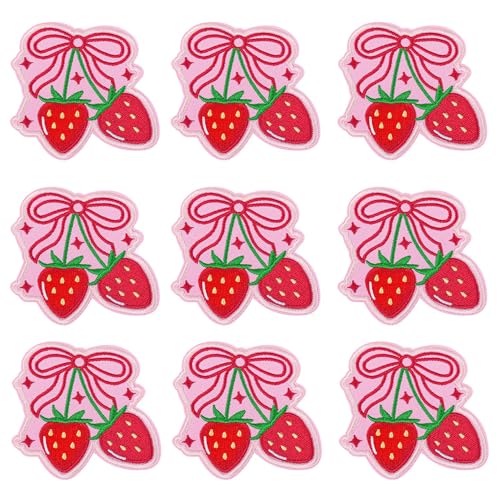 Rote Erdbeerschleife, Kokett-Flicken zum Aufbügeln/Aufnähen, bestickte Applikation, Reparaturflicken für Kleidung, Rucksäcke, Hüte, niedliche rote Schleife, DIY, Mädchen, Geschenke, Zubehör (Erdbeere Rote Erdbeerschleife, Kokett-Flicken zum Aufbügeln/Aufnähen, bestickte Applikation, Reparaturflicken für Kleidung, Rucksäcke, Hüte, niedliche rote Schleife, DIY, Mädchen, Geschenke, Zubehör (Erdbeere von Dailyyart