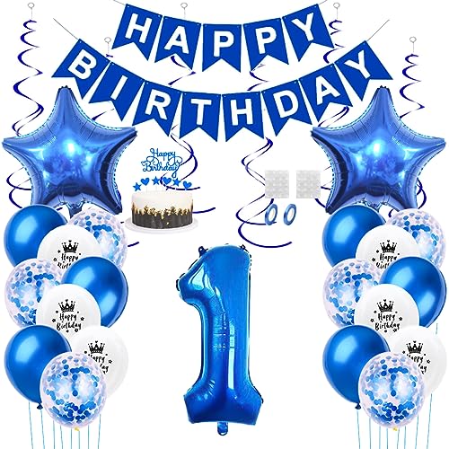 Daimay 1. Geburtstag Dekorationen Blau Geburtstagsdeko Mann Frauen Happy Birthday Banner Konfetti Luftballons Nummer Folienballons Stern Mylar Ballon Tortendeko für 1 Jahre Geburtstagsdeko Daimay 1. Geburtstag Dekorationen Blau Geburtstagsdeko Mann Frauen Happy Birthday Banner Konfetti Luftballons Nummer Folienballons Stern Mylar Ballon Tortendeko für 1 Jahre Geburtstagsdeko von Daimay