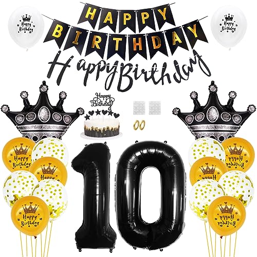Daimay 10. Geburtstag Dekorationen Schwarz Gold Geburtstagsdeko Mann Frauen Happy Birthday Banner Konfetti Luftballons Nummer Folienballons Krone Mylar Ballon Tortendeko für 10 Jahre Geburtstagsdeko Daimay 10. Geburtstag Dekorationen Schwarz Gold Geburtstagsdeko Mann Frauen Happy Birthday Banner Konfetti Luftballons Nummer Folienballons Krone Mylar Ballon Tortendeko für 10 Jahre Geburtstagsdeko von Daimay