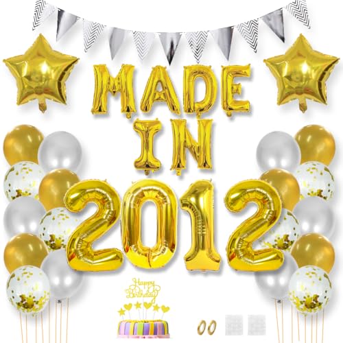 Daimay 13 Jahr Geburtstag Deko Frauen Mann MADE IN 2012 Luftballons Gold Geburtstagdeko Ballons Folienballons Luftballons Dreieckflagge Stern Mylar Foil Ballon Konfetti Luftballons Tortenaufsatz Daimay 13 Jahr Geburtstag Deko Frauen Mann MADE IN 2012 Luftballons Gold Geburtstagdeko Ballons Folienballons Luftballons Dreieckflagge Stern Mylar Foil Ballon Konfetti Luftballons Tortenaufsatz von Daimay