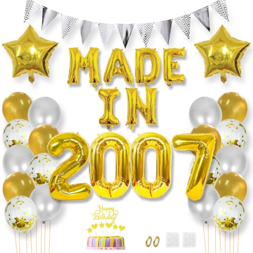 Daimay 18 Jahr Geburtstag Deko Frauen Mann MADE IN 2007 Luftballons Gold Geburtstagdeko Ballons Folienballons Luftballons Dreieckflagge Stern Mylar Foil Ballon Konfetti Luftballons Tortenaufsatz Daimay 18 Jahr Geburtstag Deko Frauen Mann MADE IN 2007 Luftballons Gold Geburtstagdeko Ballons Folienballons Luftballons Dreieckflagge Stern Mylar Foil Ballon Konfetti Luftballons Tortenaufsatz von Daimay
