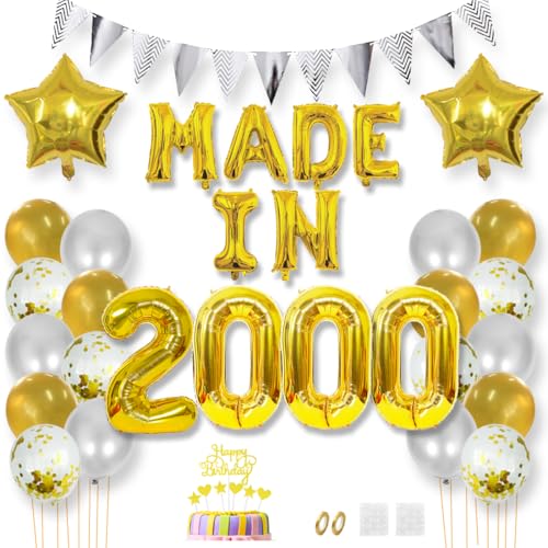 Daimay 25 Jahr Geburtstag Deko Frauen Mann MADE IN 2000 Luftballons Gold Geburtstagdeko Ballons Folienballons Luftballons Dreieckflagge Stern Mylar Foil Ballon Konfetti Luftballons Tortenaufsatz Daimay 25 Jahr Geburtstag Deko Frauen Mann MADE IN 2000 Luftballons Gold Geburtstagdeko Ballons Folienballons Luftballons Dreieckflagge Stern Mylar Foil Ballon Konfetti Luftballons Tortenaufsatz von Daimay
