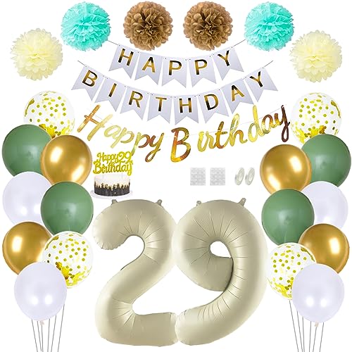 Daimay 29 Geburtstag Deko Frauen Mann Grün Beige Geburtstag Luftballon Dekoration Gold Weiß Party Deco Happy Birthday Girlande 29 Jahr Geburtstagdeko Ballons Pompons Konfetti Luftballons Tortenaufsatz Daimay 29 Geburtstag Deko Frauen Mann Grün Beige Geburtstag Luftballon Dekoration Gold Weiß Party Deco Happy Birthday Girlande 29 Jahr Geburtstagdeko Ballons Pompons Konfetti Luftballons Tortenaufsatz von Daimay