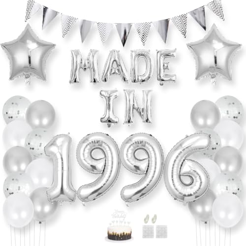 Daimay 29 Jahr Geburtstag Deko Frauen Mann MADE IN 1996 Luftballons Silber Geburtstagdeko Ballons Folienballons Luftballons Dreieckflagge Stern Mylar Foil Ballon Konfetti Luftballons Tortenaufsatz Daimay 29 Jahr Geburtstag Deko Frauen Mann MADE IN 1996 Luftballons Silber Geburtstagdeko Ballons Folienballons Luftballons Dreieckflagge Stern Mylar Foil Ballon Konfetti Luftballons Tortenaufsatz von Daimay
