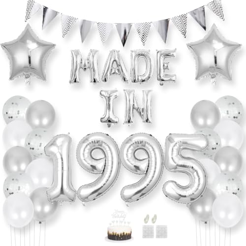 Daimay 30 Jahr Geburtstag Deko Frauen Mann MADE IN 1995 Luftballons Silber Geburtstagdeko Ballons Folienballons Luftballons Dreieckflagge Stern Mylar Foil Ballon Konfetti Luftballons Tortenaufsatz Daimay 30 Jahr Geburtstag Deko Frauen Mann MADE IN 1995 Luftballons Silber Geburtstagdeko Ballons Folienballons Luftballons Dreieckflagge Stern Mylar Foil Ballon Konfetti Luftballons Tortenaufsatz von Daimay