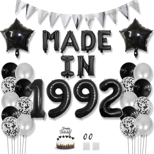 Daimay 33 Jahr Geburtstag Deko Frauen Mann MADE IN 1992 Luftballons Schwarz Geburtstagdeko Ballons Folienballons Luftballons Dreieckflagge Stern Mylar Foil Ballon Konfetti Luftballons Tortenaufsatz Daimay 33 Jahr Geburtstag Deko Frauen Mann MADE IN 1992 Luftballons Schwarz Geburtstagdeko Ballons Folienballons Luftballons Dreieckflagge Stern Mylar Foil Ballon Konfetti Luftballons Tortenaufsatz von Daimay