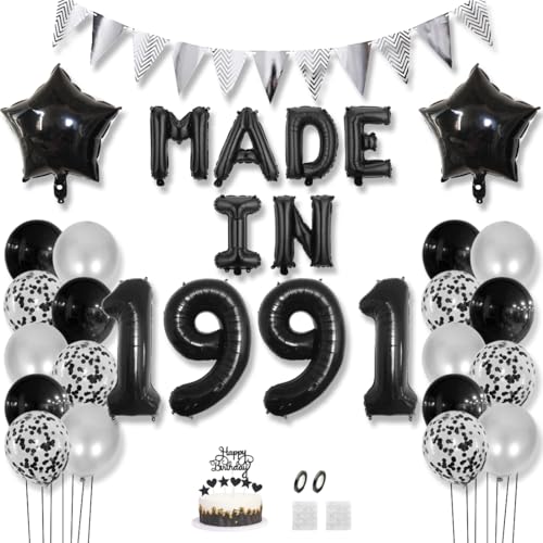 Daimay 34 Jahr Geburtstag Deko Frauen Mann MADE IN 1991 Luftballons Schwarz Geburtstagdeko Ballons Folienballons Luftballons Dreieckflagge Stern Mylar Foil Ballon Konfetti Luftballons Tortenaufsatz Daimay 34 Jahr Geburtstag Deko Frauen Mann MADE IN 1991 Luftballons Schwarz Geburtstagdeko Ballons Folienballons Luftballons Dreieckflagge Stern Mylar Foil Ballon Konfetti Luftballons Tortenaufsatz von Daimay
