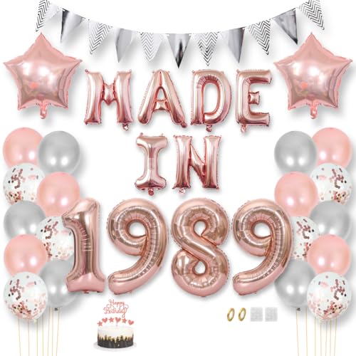 Daimay 36 Jahr Geburtstag Deko Frauen Mann MADE IN 1989 Luftballons Rosegold Geburtstagdeko Ballons Folienballons Luftballons Dreieckflagge Stern Mylar Foil Ballon Konfetti Luftballons Tortenaufsatz Daimay 36 Jahr Geburtstag Deko Frauen Mann MADE IN 1989 Luftballons Rosegold Geburtstagdeko Ballons Folienballons Luftballons Dreieckflagge Stern Mylar Foil Ballon Konfetti Luftballons Tortenaufsatz von Daimay