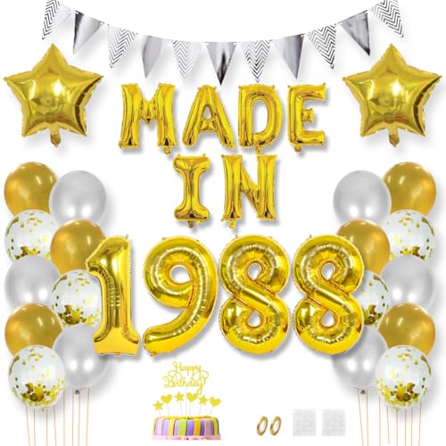 Daimay 37 Jahr Geburtstag Deko Frauen Mann MADE IN 1988 Luftballons Gold Geburtstagdeko Ballons Folienballons Luftballons Dreieckflagge Stern Mylar Foil Ballon Konfetti Luftballons Tortenaufsatz Daimay 37 Jahr Geburtstag Deko Frauen Mann MADE IN 1988 Luftballons Gold Geburtstagdeko Ballons Folienballons Luftballons Dreieckflagge Stern Mylar Foil Ballon Konfetti Luftballons Tortenaufsatz von Daimay