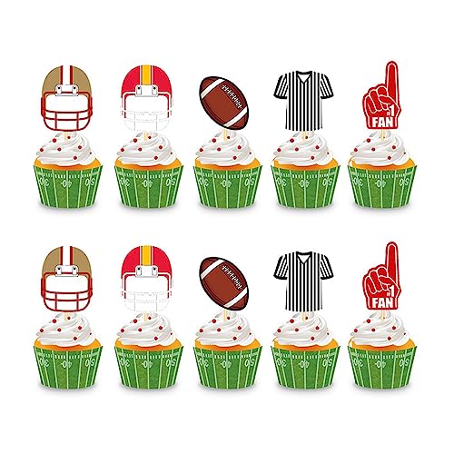 Daimay 40 Stück Rugby Football Tortenaufsatz Handball Tortendeko Fußball Kuchendeko Geburtstags Cupcake Topper Tortenstecker Super Bowl American Fußball Kuchen Topper von Daimay