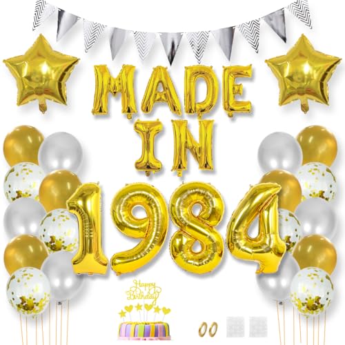 Daimay 41 Jahr Geburtstag Deko Frauen Mann MADE IN 1984 Luftballons Gold Geburtstagdeko Ballons Folienballons Luftballons Dreieckflagge Stern Mylar Foil Ballon Konfetti Luftballons Tortenaufsatz Daimay 41 Jahr Geburtstag Deko Frauen Mann MADE IN 1984 Luftballons Gold Geburtstagdeko Ballons Folienballons Luftballons Dreieckflagge Stern Mylar Foil Ballon Konfetti Luftballons Tortenaufsatz von Daimay