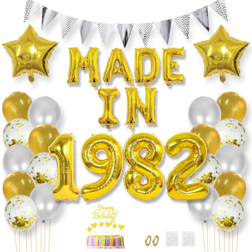 Daimay 43 Jahr Geburtstag Deko Frauen Mann MADE IN 1982 Luftballons Gold Geburtstagdeko Ballons Folienballons Luftballons Dreieckflagge Stern Mylar Foil Ballon Konfetti Luftballons Tortenaufsatz Daimay 43 Jahr Geburtstag Deko Frauen Mann MADE IN 1982 Luftballons Gold Geburtstagdeko Ballons Folienballons Luftballons Dreieckflagge Stern Mylar Foil Ballon Konfetti Luftballons Tortenaufsatz von Daimay
