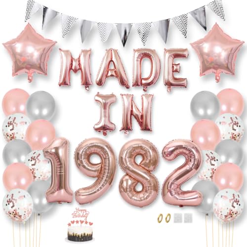 Daimay 43 Jahr Geburtstag Deko Frauen Mann MADE IN 1982 Luftballons Rosegold Geburtstagdeko Ballons Folienballons Luftballons Dreieckflagge Stern Mylar Foil Ballon Konfetti Luftballons Tortenaufsatz Daimay 43 Jahr Geburtstag Deko Frauen Mann MADE IN 1982 Luftballons Rosegold Geburtstagdeko Ballons Folienballons Luftballons Dreieckflagge Stern Mylar Foil Ballon Konfetti Luftballons Tortenaufsatz von Daimay