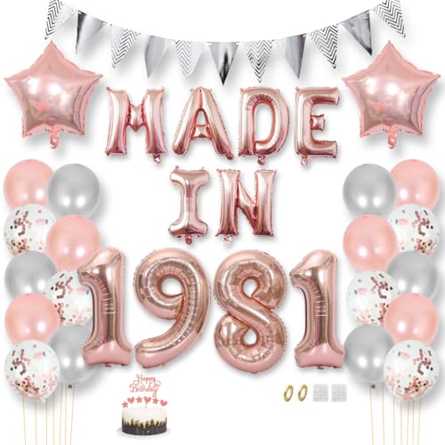 Daimay 44 Jahr Geburtstag Deko Frauen Mann MADE IN 1981 Luftballons Rosegold Geburtstagdeko Ballons Folienballons Luftballons Dreieckflagge Stern Mylar Foil Ballon Konfetti Luftballons Tortenaufsatz Daimay 44 Jahr Geburtstag Deko Frauen Mann MADE IN 1981 Luftballons Rosegold Geburtstagdeko Ballons Folienballons Luftballons Dreieckflagge Stern Mylar Foil Ballon Konfetti Luftballons Tortenaufsatz von Daimay