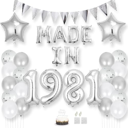 Daimay 44 Jahr Geburtstag Deko Frauen Mann MADE IN 1981 Luftballons Silber Geburtstagdeko Ballons Folienballons Luftballons Dreieckflagge Stern Mylar Foil Ballon Konfetti Luftballons Tortenaufsatz Daimay 44 Jahr Geburtstag Deko Frauen Mann MADE IN 1981 Luftballons Silber Geburtstagdeko Ballons Folienballons Luftballons Dreieckflagge Stern Mylar Foil Ballon Konfetti Luftballons Tortenaufsatz von Daimay