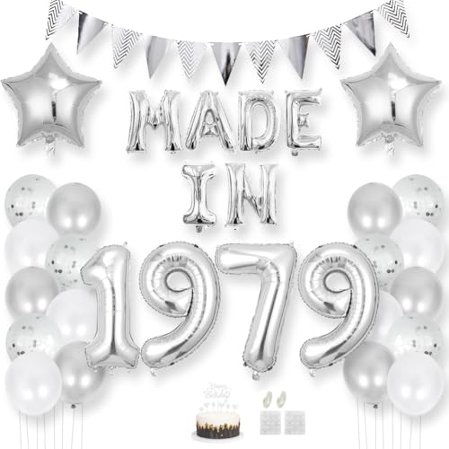 Daimay 46 Jahr Geburtstag Deko Frauen Mann MADE IN 1979 Luftballons Silber Geburtstagdeko Ballons Folienballons Luftballons Dreieckflagge Stern Mylar Foil Ballon Konfetti Luftballons Tortenaufsatz Daimay 46 Jahr Geburtstag Deko Frauen Mann MADE IN 1979 Luftballons Silber Geburtstagdeko Ballons Folienballons Luftballons Dreieckflagge Stern Mylar Foil Ballon Konfetti Luftballons Tortenaufsatz von Daimay