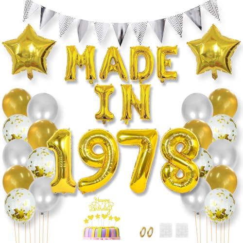 Daimay 47 Jahr Geburtstag Deko Frauen Mann MADE IN 1978 Luftballons Gold Geburtstagdeko Ballons Folienballons Luftballons Dreieckflagge Stern Mylar Foil Ballon Konfetti Luftballons Tortenaufsatz Daimay 47 Jahr Geburtstag Deko Frauen Mann MADE IN 1978 Luftballons Gold Geburtstagdeko Ballons Folienballons Luftballons Dreieckflagge Stern Mylar Foil Ballon Konfetti Luftballons Tortenaufsatz von Daimay