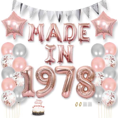 Daimay 47 Jahr Geburtstag Deko Frauen Mann MADE IN 1978 Luftballons Rosegold Geburtstagdeko Ballons Folienballons Luftballons Dreieckflagge Stern Mylar Foil Ballon Konfetti Luftballons Tortenaufsatz Daimay 47 Jahr Geburtstag Deko Frauen Mann MADE IN 1978 Luftballons Rosegold Geburtstagdeko Ballons Folienballons Luftballons Dreieckflagge Stern Mylar Foil Ballon Konfetti Luftballons Tortenaufsatz von Daimay