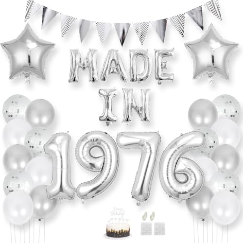 Daimay 49 Jahr Geburtstag Deko Frauen Mann MADE IN 1976 Luftballons Silber Geburtstagdeko Ballons Folienballons Luftballons Dreieckflagge Stern Mylar Foil Ballon Konfetti Luftballons Tortenaufsatz Daimay 49 Jahr Geburtstag Deko Frauen Mann MADE IN 1976 Luftballons Silber Geburtstagdeko Ballons Folienballons Luftballons Dreieckflagge Stern Mylar Foil Ballon Konfetti Luftballons Tortenaufsatz von Daimay