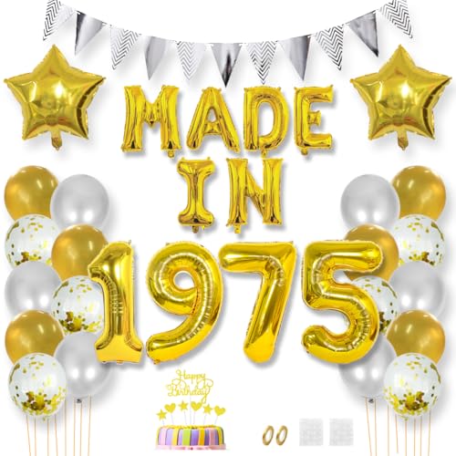 Daimay 50 Jahr Geburtstag Deko Frauen Mann MADE IN 1975 Luftballons Gold Geburtstagdeko Ballons Folienballons Luftballons Dreieckflagge Stern Mylar Foil Ballon Konfetti Luftballons Tortenaufsatz Daimay 50 Jahr Geburtstag Deko Frauen Mann MADE IN 1975 Luftballons Gold Geburtstagdeko Ballons Folienballons Luftballons Dreieckflagge Stern Mylar Foil Ballon Konfetti Luftballons Tortenaufsatz von Daimay
