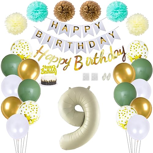 Daimay 9 Geburtstag Deko Frauen Mann Grün Beige Geburtstag Luftballon Dekoration Gold Weiß Party Deco Happy Birthday Girlande 9 Jahr Geburtstagdeko Ballons Pompons Konfetti Luftballons Tortenaufsatz Daimay 9 Geburtstag Deko Frauen Mann Grün Beige Geburtstag Luftballon Dekoration Gold Weiß Party Deco Happy Birthday Girlande 9 Jahr Geburtstagdeko Ballons Pompons Konfetti Luftballons Tortenaufsatz von Daimay